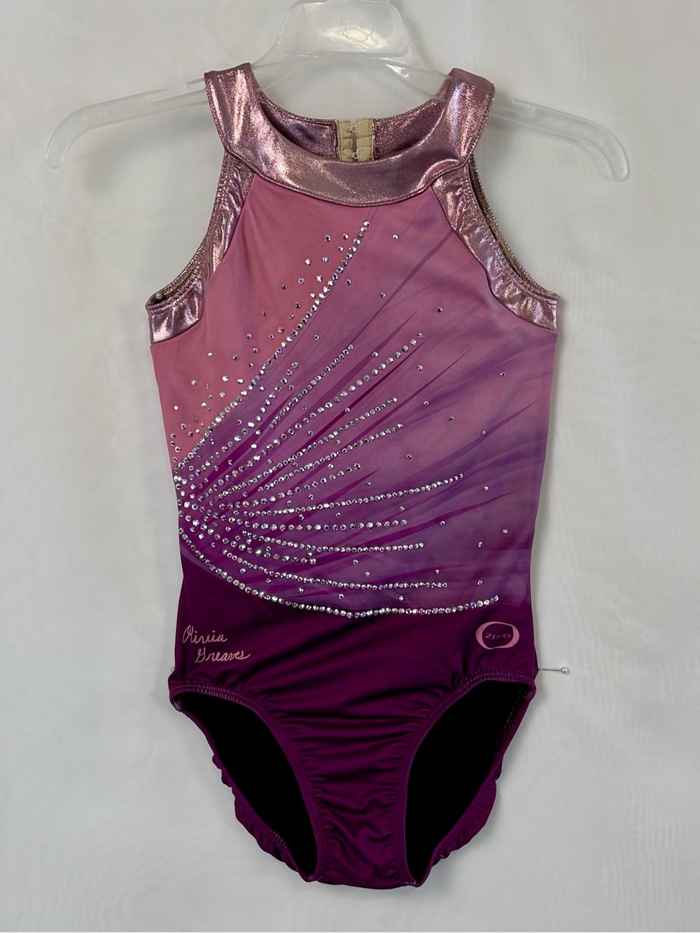 New Ozone Wild Fire Olivia and Graves Girls Rhinestone Leotard / Size AM